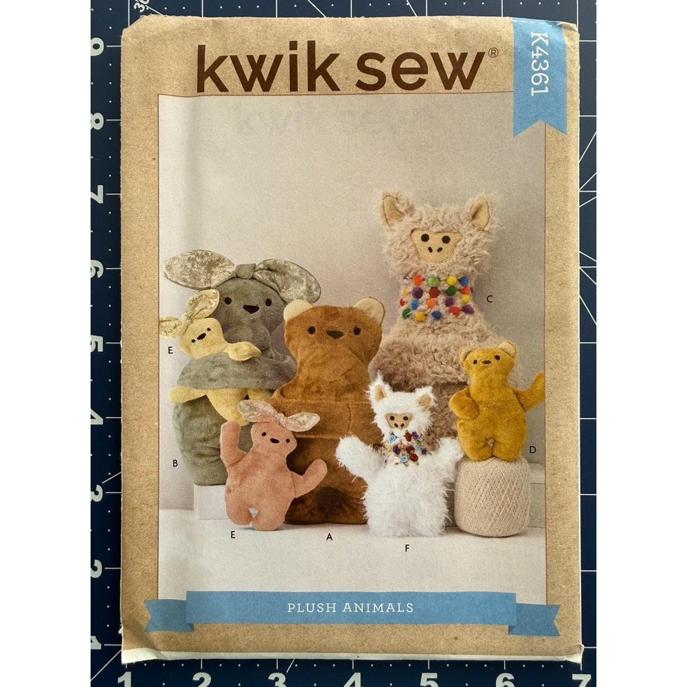 Bear Bunny‎ Llama Stuffed Plush Animals Dolls 2 Sizes Kwik Sew Pattern K4361 UC